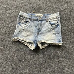 Just Jeans Denim Shorts Womens Size 14 Light Wash Distressed Lace Trim Casual